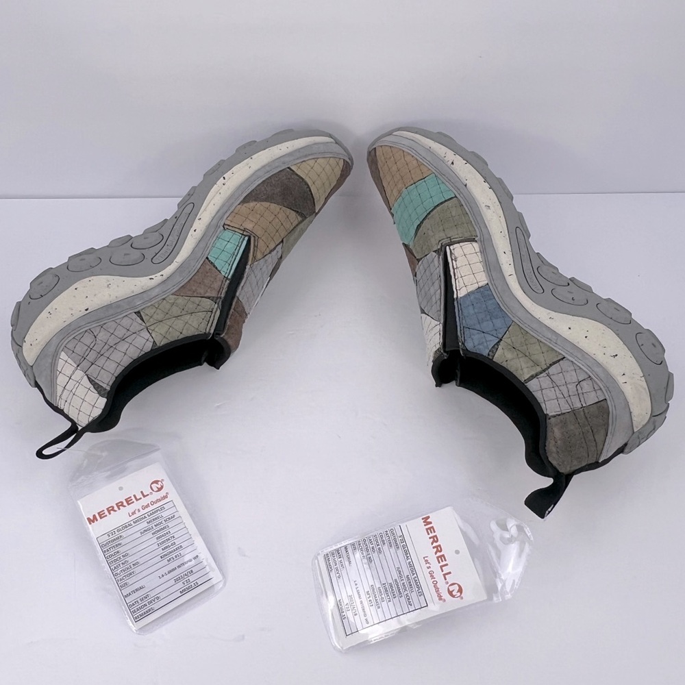 MERRELL JUNGLE MOC SCRAP LEATHER MULTI COLOR PATCHWORK CLOGS/SHOES SIZE 12 - Picture 10 of 17